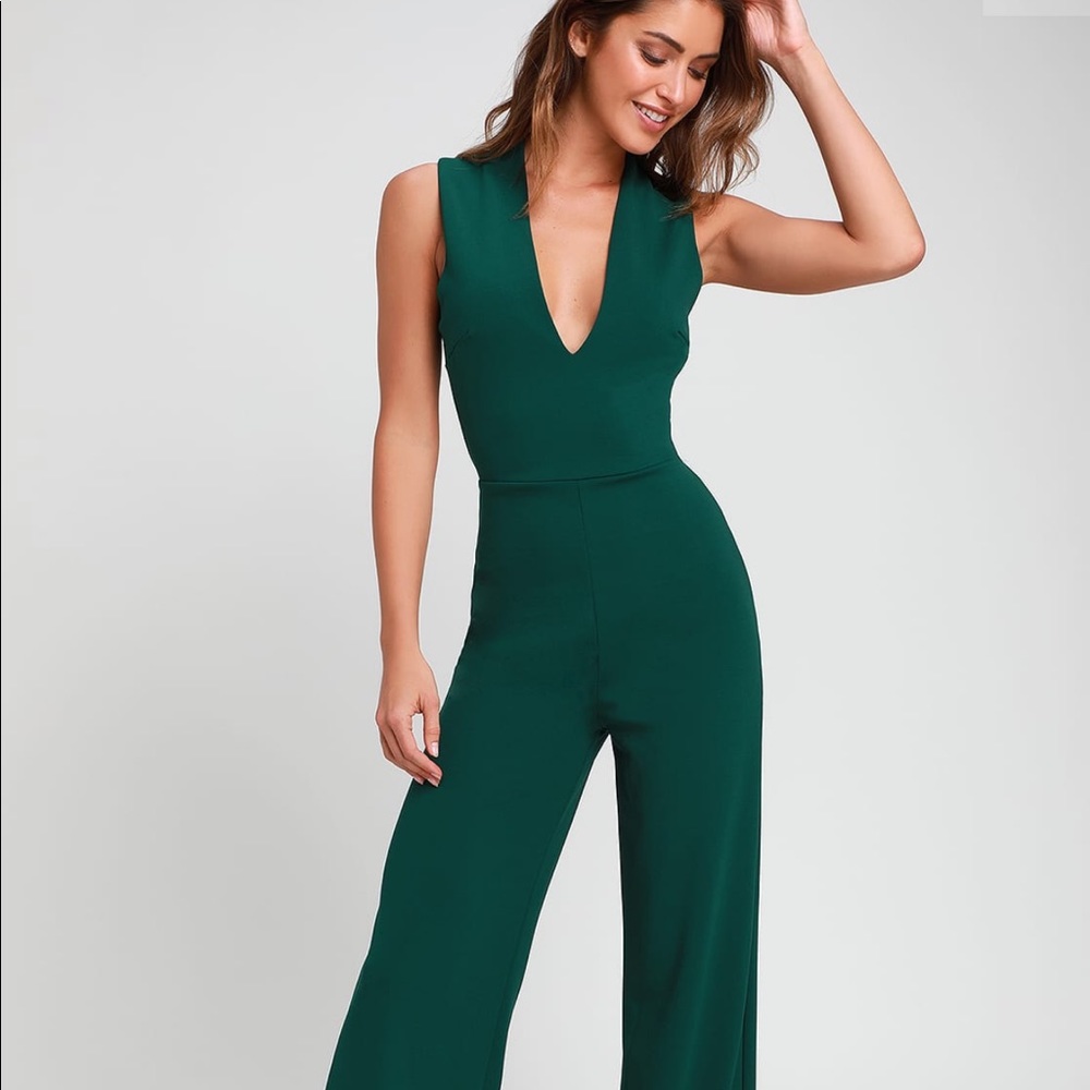 HUNTER GREEN BACKLESS JUMPSUIT
